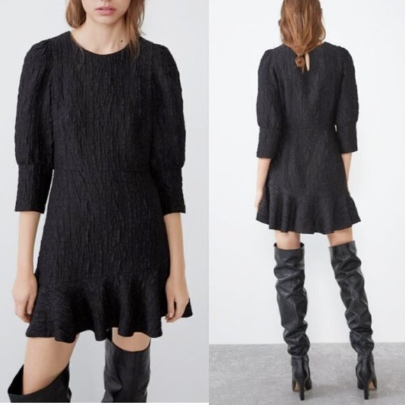 Zara Dresses & Skirts - ZARA | Textured Mini Dress in Black